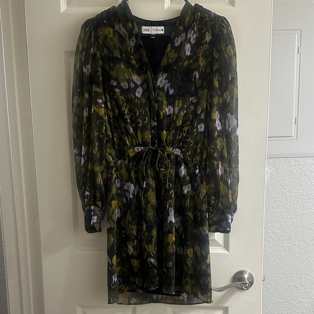 Zara Women's Long Sleeve Dress - Black, Green, and Purple